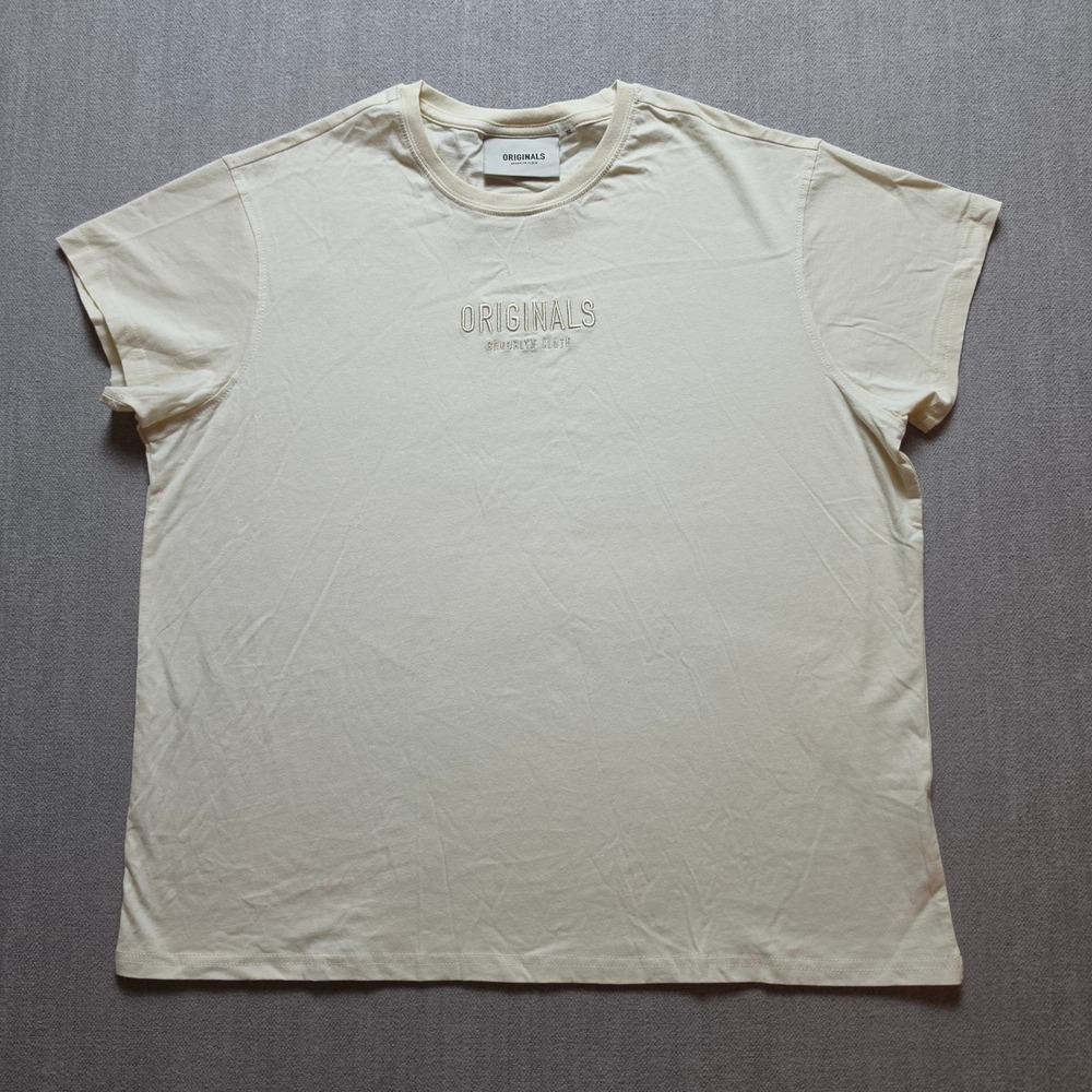 Originals Brooklyn Cloth T-Shirt Women XL Cream Embroidered Cotton BTLH111F